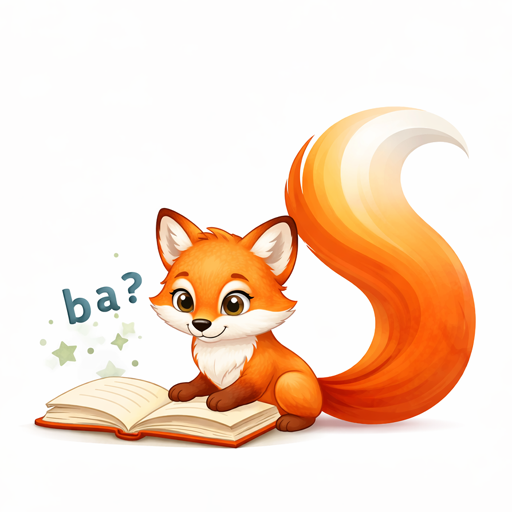 Illustration des Maskottchens Fuchs mit Leseaufgabe als Symbol für Leseschwäsche und LRS bei Kindern