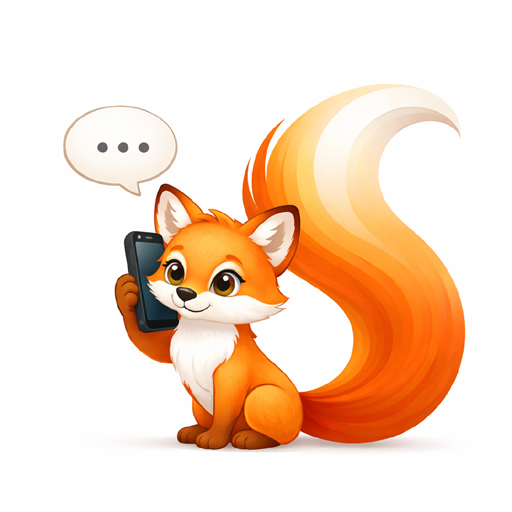 Illustration eines Firmenmaskottchens Fuchs mit Telefon und Sprechblase als Symbol für Kontaktdaten zur Kontaktaufnahme und Kontaktformular